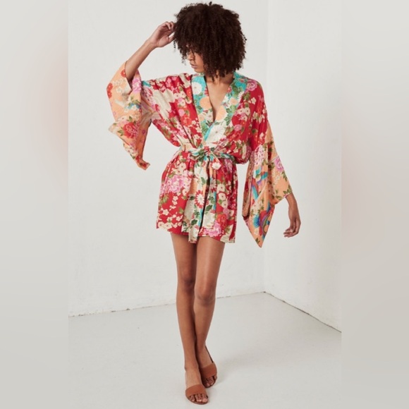 Spell and the Gypsy Collective Delilah Patchwork Short Kimono boho festival OS - Picture 4 of 16